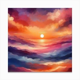 Sunset Over The Ocean Canvas Print