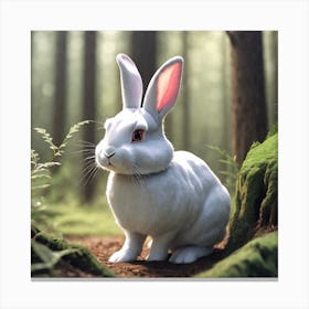 White Rabbit In The Forest Canvas Print