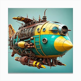 Steampunk Flying Machine Cubism Style Canvas Print