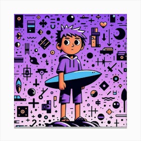 Boy With Surfboard Canvas Print