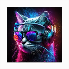 Cat With Headphones 1 Canvas Print