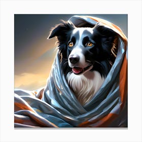 Border Collie In Bed Canvas Print