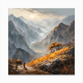 Chinese Mountains Landscape Painting (134) Canvas Print