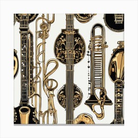 Gold Musical Instruments 1 Canvas Print