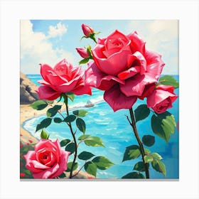 Roses On The Beach 21 Canvas Print