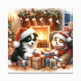 Santa Dogs Canvas Print