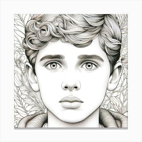 Young Boy Colouring 1 Canvas Print