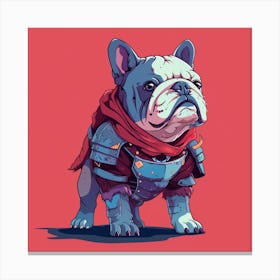 French Bulldog In Armor Canvas Print