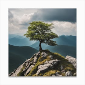 Lone Tree On Top Of Mountain 11 Canvas Print