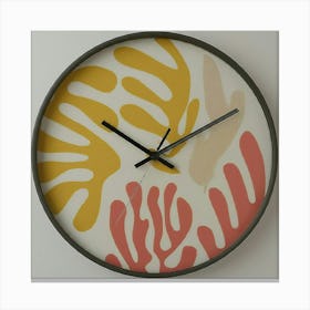 Coral Wall Clock Canvas Print