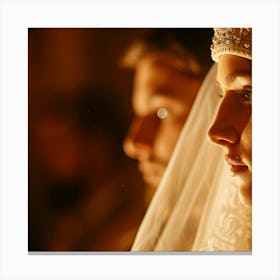 Bride And Groom In The Church Canvas Print