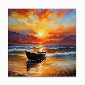 Sunset Boat Canvas Print