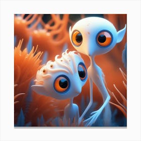 Two Aliens In The Ocean Canvas Print