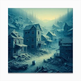 Village In The Snow Canvas Print