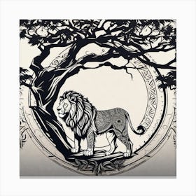 Lion And Tree 6 Canvas Print