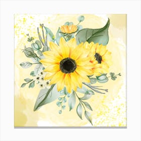 Watercolor Sunflowers Canvas Print