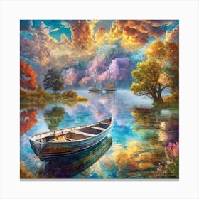 Boat On The Lake Canvas Print