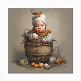 Baby In A Bucket Canvas Print