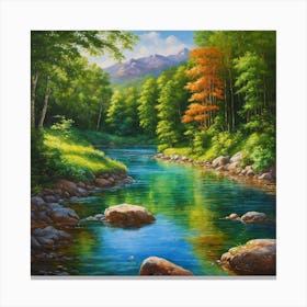 River In The Woods Canvas Print