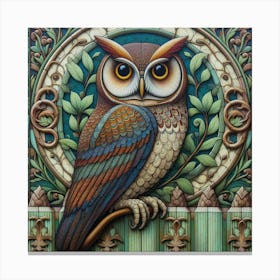 Owl On A Gate Canvas Print