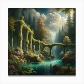 Bridge In The Forest Canvas Print