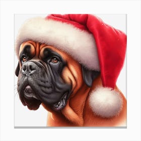 Boxer Dog In Santa Hat Canvas Print