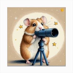 Hamster With Telescope 4 Canvas Print