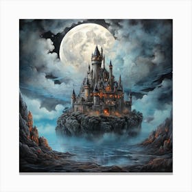 Castle In The Moonlight Canvas Print