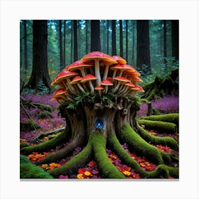 Fungal Pyrotechnics Mushroom Forest Canvas Print