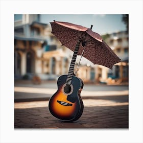 Umbrella Acoustic Guitar Canvas Print