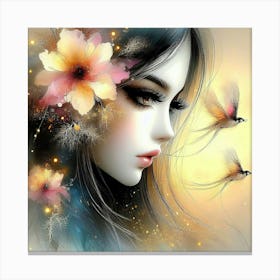 Beautiful Girl With Flowers 4 Canvas Print