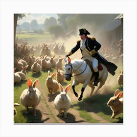 Man Riding A Horse With Rabbits Canvas Print