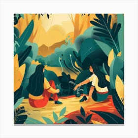 Two Women In The Jungle Canvas Print