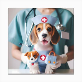 Beagle Dog Nurse~Reimagined Canvas Print