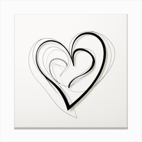 Simple Black Line Swirl Heart Canvas Print