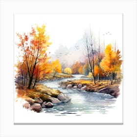 Watercolor Autumn Landscape 72 Canvas Print