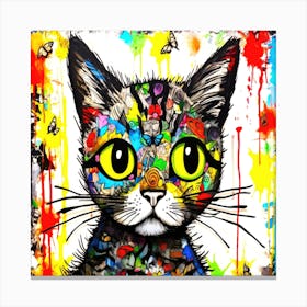 Inquisitive Kitty - Splatter Cat Canvas Print