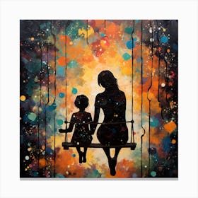 Mother And Child On Swing 1 Canvas Print