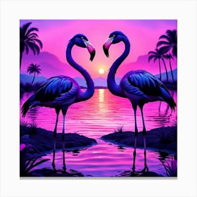 Sunset Flamingos Canvas Print