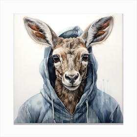 Watercolour Cartoon Kudu In A Hoodie 1 Canvas Print