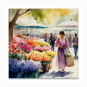 Flowers At The Market Canvas Print