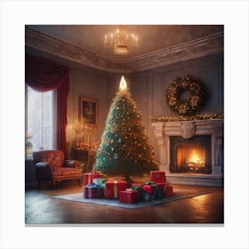 Christmas Tree In The Living Room 36 Canvas Print