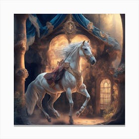 White Horse In The Forest Canvas Print