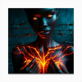 Black Woman With Fire Canvas Print