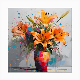 Lilies Vibrant Abstract Canvas Print