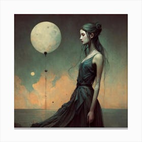 Woman In The Moonlight 3 Canvas Print