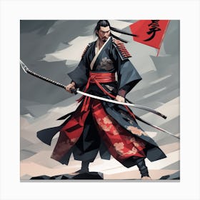 Low Poly Samurai Painting (2) Canvas Print