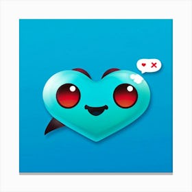 Heart Shaped Eyes Emoticon With Transparent Speech Bubble Attached Floating On A Cerulean Blue Back Canvas Print