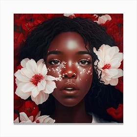 Black Woman With Flowers 3 Canvas Print