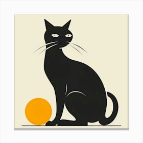 Black Cat With Orange Ball 1 Canvas Print